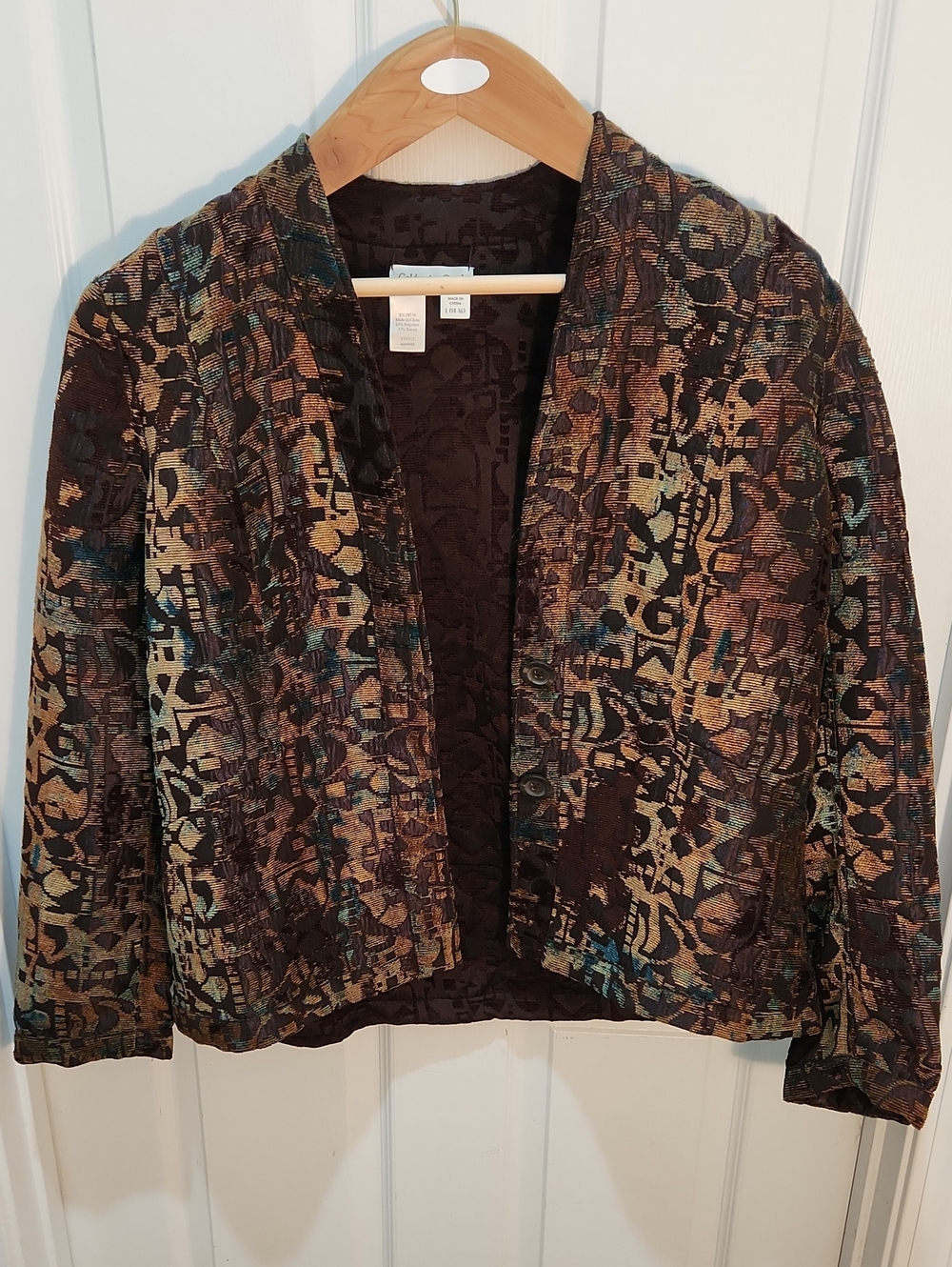 Y2K Coldwater Creek Multicolor Textured Reversible Blazer with Teal Accents